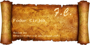 Fodor Cirjék névjegykártya